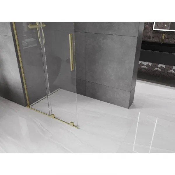 MEXEN/S - Velar L Sprchová zástena posuvná Walk-in 100 x 200, transparent 8 mm, zlato kefovaná 871-100-003-03-55