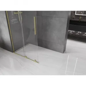 MEXEN/S - Velar L Sprchová zástena posuvná Walk-in 100 x 200, transparent 8 mm, zlato kefovaná 871-100-003-03-55