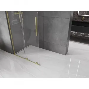MEXEN/S - Velar L Sprchová zástena posuvná Walk-in 120 x 200, transparent 8 mm, zlato kefovaná 871-120-003-03-55
