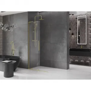 MEXEN/S - Velar L Sprchová zástena posuvná Walk-in 120 x 200, transparent 8 mm, zlato kefovaná 871-120-003-03-55