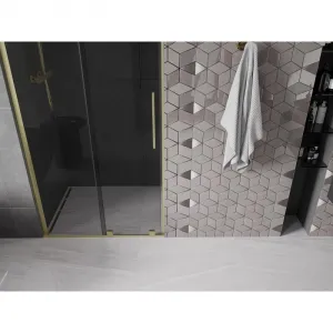 MEXEN/S - Velar L posuvné sprchové dvere 90, grafit, zlatá kartáčovaná 871-090-003-41-55