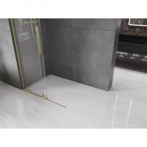 MEXEN/S - Velar L Sprchová zástena posuvná Walk-in 120 x 200, transparent 8 mm, zlato kefovaná 871-120-003-03-55