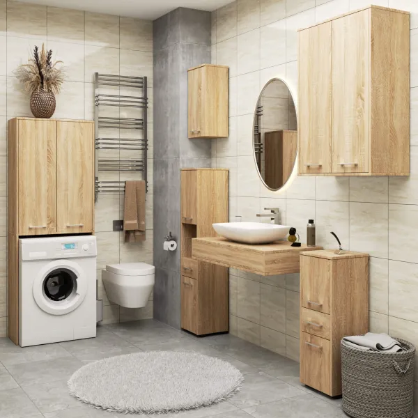 Ak furniture Koupelnová skříňka nad pračku Fin 2D dub sonoma
