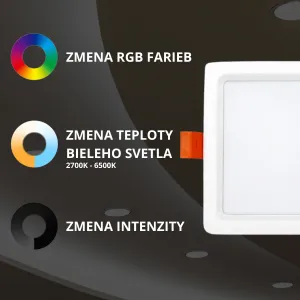 LEDprodukt LED panel 9W štvorec - RGB + DUAL WHITE 2,4GHz