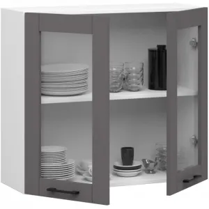 Ak furniture Závěsná kuchyňská skříňka OLIVIE W 80x72 cm matná bílá/matná grafitově šedá