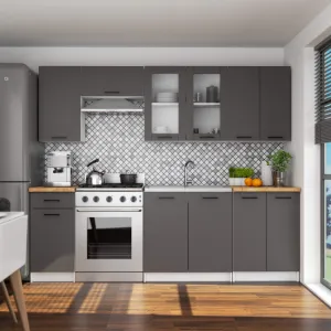 Ak furniture Závěsná kuchyňská skříňka OLIVIE W 80x72 cm matná bílá/matná grafitově šedá