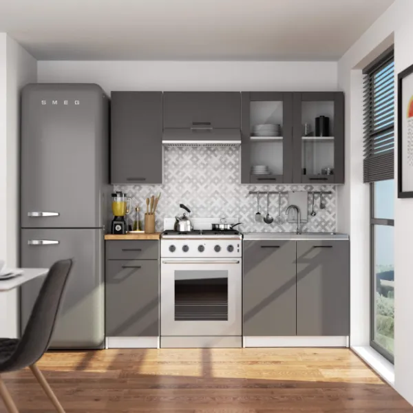 Ak furniture Závěsná kuchyňská skříňka OLIVIE W 80x72 cm matná bílá/matná grafitově šedá