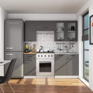 Ak furniture Závěsná kuchyňská skříňka OLIVIE W 80x72 cm matná bílá/matná grafitově šedá