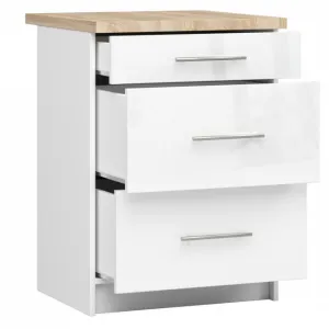 Ak furniture Kuchynská skrinka Olivie S 60 cm 3S biela/biely lesk/dub sonoma