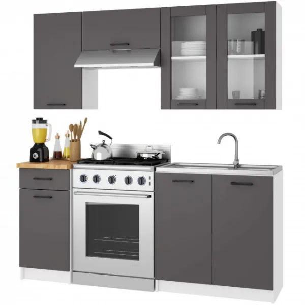 Ak furniture Závěsná kuchyňská skříňka OLIVIE W 80x72 cm matná bílá/matná grafitově šedá