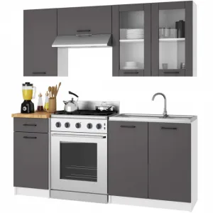 Ak furniture Závěsná kuchyňská skříňka OLIVIE W 80x72 cm matná bílá/matná grafitově šedá