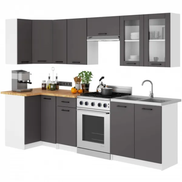 Ak furniture Závěsná kuchyňská skříňka OLIVIE W 80x72 cm matná bílá/matná grafitově šedá