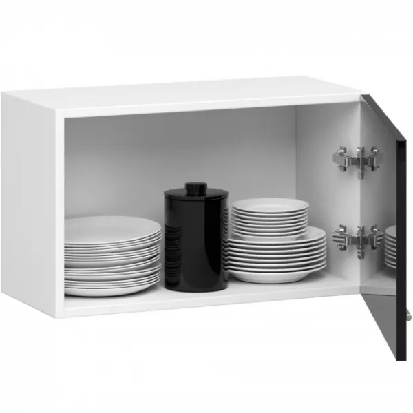 Ak furniture Závěsná kuchyňská skříňka Olivie W 60 cm bílá/černý lesk