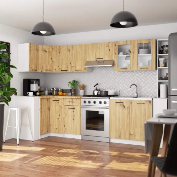 Ak furniture Závěsná kuchyňská skříňka OLIVIE W 80x58 cm matná bílá/dub artisan