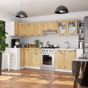 Ak furniture Závěsná kuchyňská skříňka OLIVIE W 80x58 cm matná bílá/dub artisan