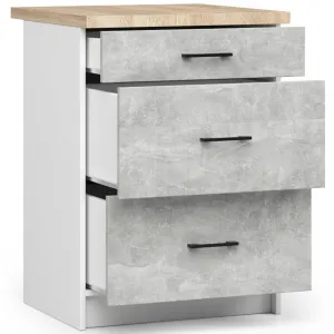 Ak furniture Kuchyňská skříňka Olivie S 60 cm 3S bílá/beton/dub sonoma