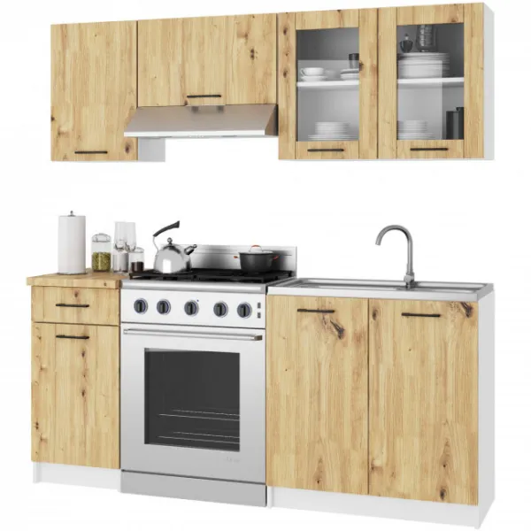 Ak furniture Závěsná kuchyňská skříňka OLIVIE W 80x58 cm matná bílá/dub artisan