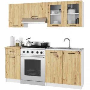 Ak furniture Závěsná kuchyňská skříňka OLIVIE W 80x58 cm matná bílá/dub artisan