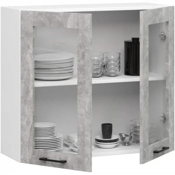 Ak furniture Závěsná kuchyňská skříňka OLIVIE W 80x72 cm matná bílá/beton