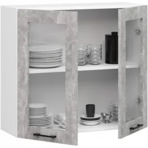 Ak furniture Závěsná kuchyňská skříňka OLIVIE W 80x72 cm matná bílá/beton