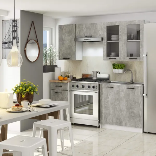 Ak furniture Závěsná kuchyňská skříňka OLIVIE W 80x72 cm matná bílá/beton