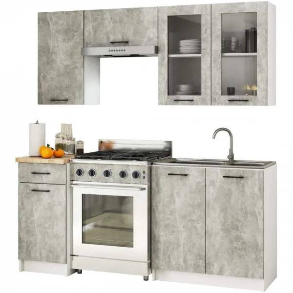 Ak furniture Závěsná kuchyňská skříňka OLIVIE W 80x72 cm matná bílá/beton
