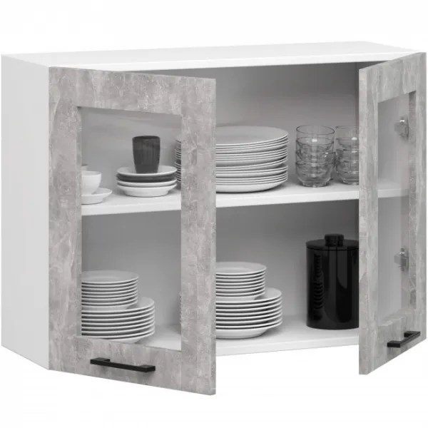 Ak furniture Závěsná kuchyňská skříňka OLIVIE W 80x58 cm matná bílá/beton