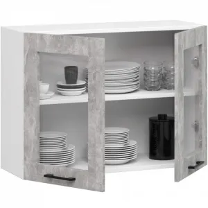 Ak furniture Závěsná kuchyňská skříňka OLIVIE W 80x58 cm matná bílá/beton