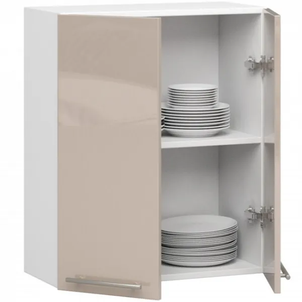 Ak furniture Závěsná kuchyňská skříňka Olivie W 60 cm bílá/cappuccino lesk