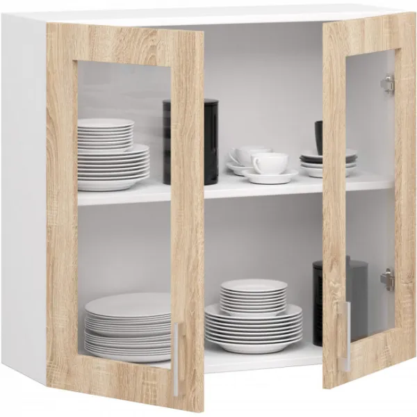 Ak furniture Kuchyňská závěsná skříňka ARTUS LIMA W80 H720 bílá/dub sonoma