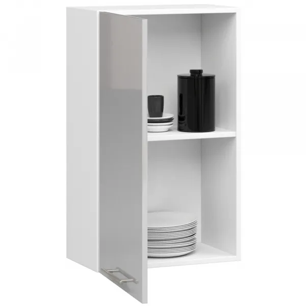Ak furniture Závěsná kuchyňská skříňka Olivie W 50 cm bílá/metalický lesk