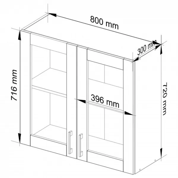 Ak furniture Kuchyňská závěsná skříňka ARTUS LIMA W80 H720 bílá/dub sonoma