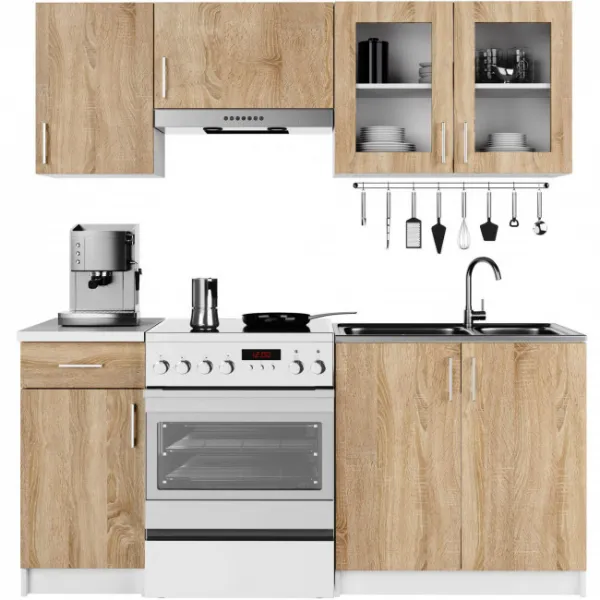 Ak furniture Kuchyňská závěsná skříňka ARTUS LIMA W80 H580 bílá/dub sonoma