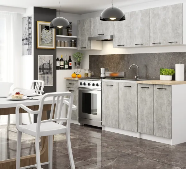 Ak furniture Závesná kuchynská skrinka Olivie W 60 cm biela/betón