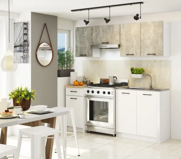 Ak furniture Závesná kuchynská skrinka Olivie W 60 cm biela/betón