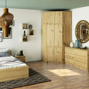 Ak furniture Rohová šatní skříň CLP 100 cm 6D dub artisan