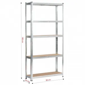 Kovový regál 90x30x180 cm strieborný