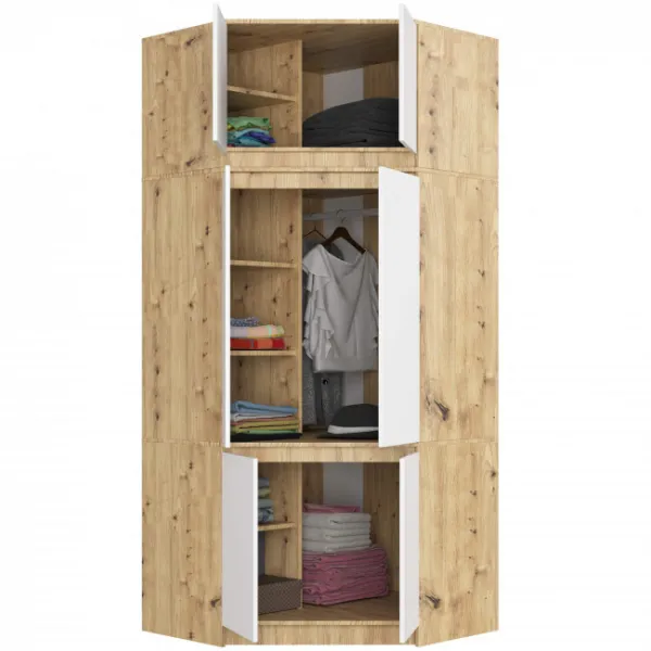 Ak furniture Nástavec na rohovou šatní skříň CLP 100 cm dub artisan/bílý