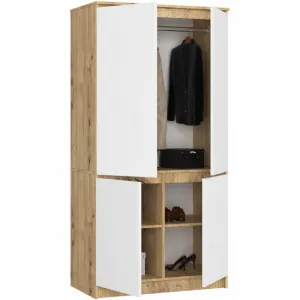 Ak furniture Šatní skříň CLP S90/4D dub artisan/bílá