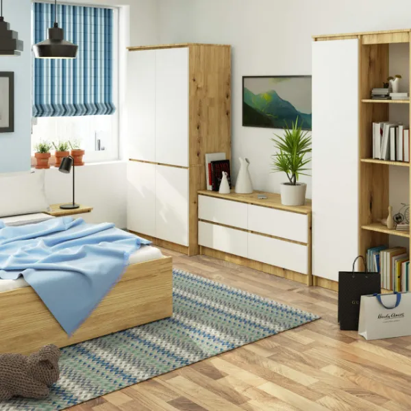 Ak furniture Šatní skříň CLP S90/4D dub artisan/bílá