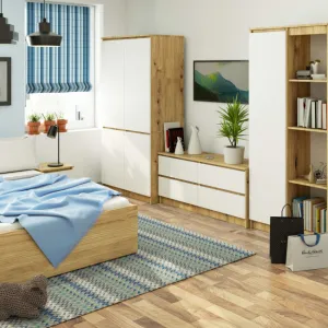Ak furniture Šatní skříň CLP S90/4D dub artisan/bílá