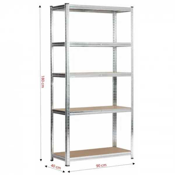 Ak furniture Kovový regál REGMET 90x40x180 cm stříbrný