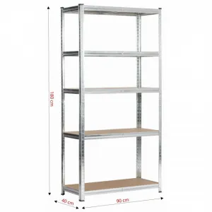 Ak furniture Kovový regál REGMET 90x40x180 cm stříbrný