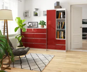 Ak furniture Skriňa Rexa 80 cm biela/červená