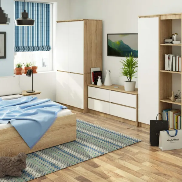 Ak furniture Šatní skříň CLP S90/4D dub sonoma/bílá