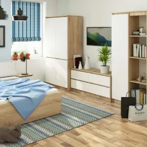 Ak furniture Šatní skříň CLP S90/4D dub sonoma/bílá