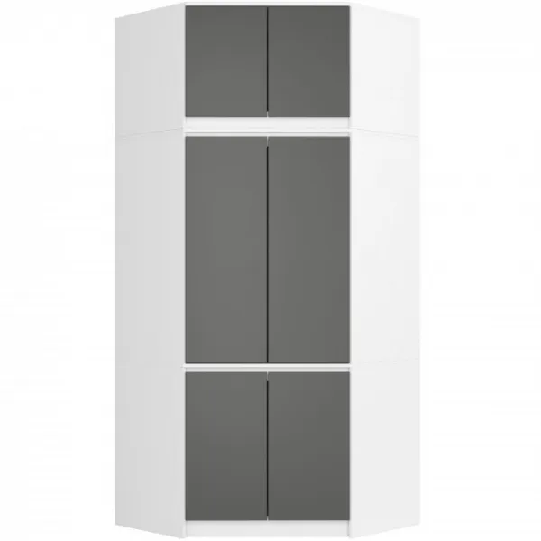 Ak furniture Nástavec na rohovou šatní skříň CLP 100 cm bílý/grafitově šedý
