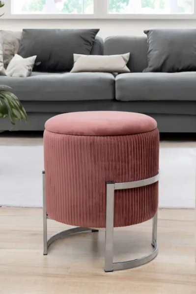 Ak furniture Taburet PURTO růžový