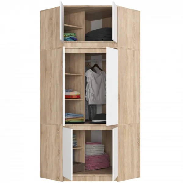 Ak furniture Nástavec na rohovou šatní skříň CLP 100 cm dub sonoma/bílá