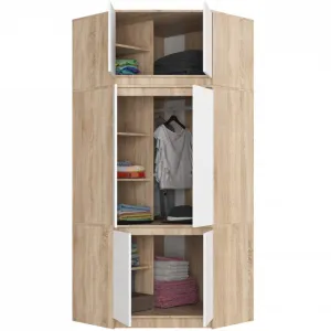 Ak furniture Nástavec na rohovou šatní skříň CLP 100 cm dub sonoma/bílá
